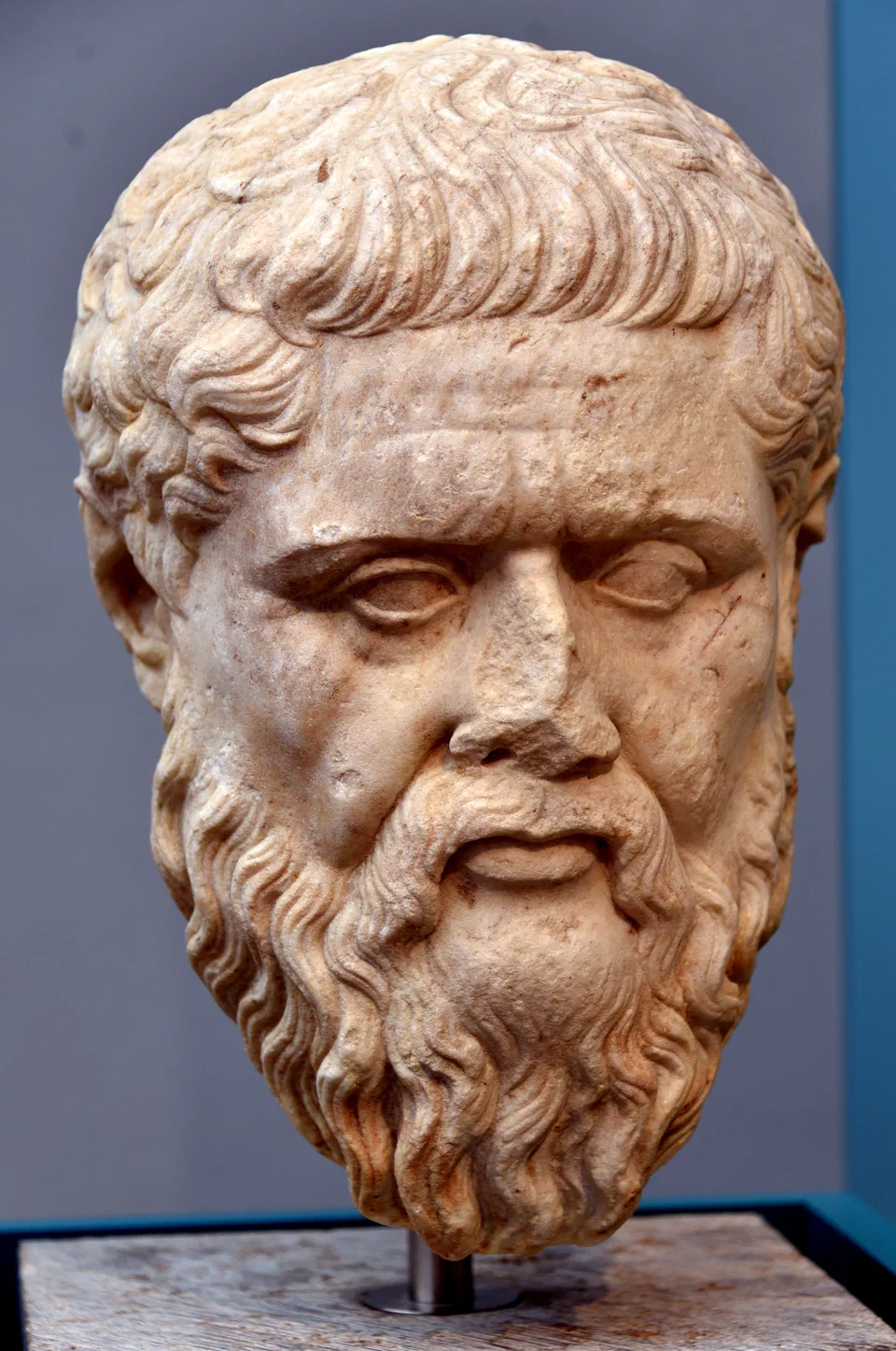Marble bust of the Greek philosopher Plato, Roman copy (1st century CE) of an original (350-340 BCE). Altes Museum, Berlin