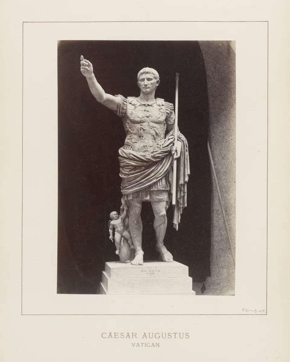 Beeldhouwwerk Augustus van Prima Porta Caesar Augustus, Vatican (titel op object), RP-F-F01143-CK