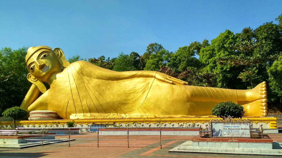 Bhuvan shanti 100 feet lion bed statue of Gautama Buddha