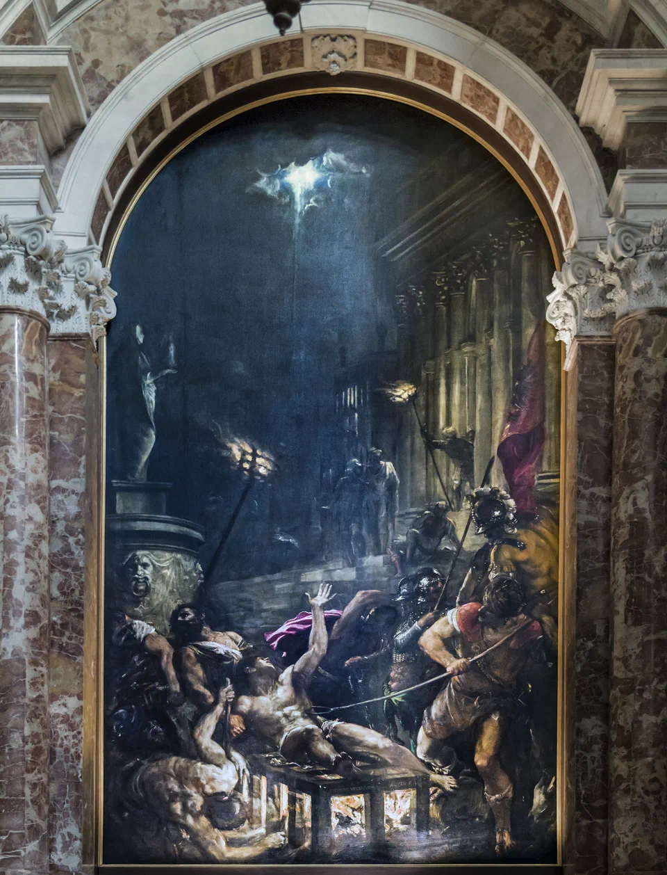Interior of Chiesa dei Gesuiti (Venice) - left nave - The Martyrdom of St Lawrence - Titian
